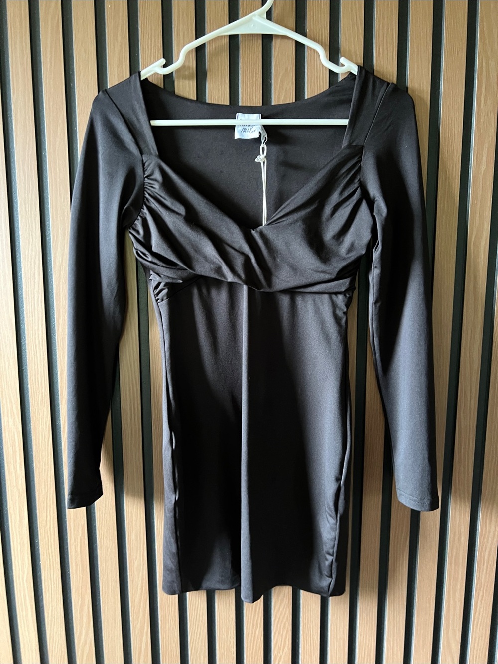 Princess Polly Black Long-Sleeve V-Neck Bodycon Dress